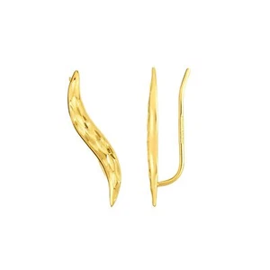 14kt Gold gelbe Oberfläche 3x27mm Diamantschliff Blatt Ohr Kletterer Ohrring mit Ohr Cli - Bild 1 von 3