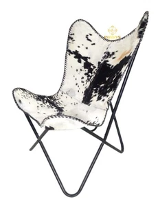 Handmade Vintage Leather Butterfly Chair Lounge Accent Relax Arm Folding Chair - Picture 1 of 13