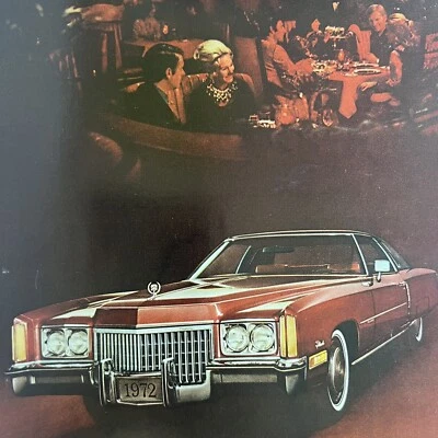 Vintage 1972 Cadillac Eldorado Red Advertisement Ad Luxury Restaurant Dinner - Image 1 of 3