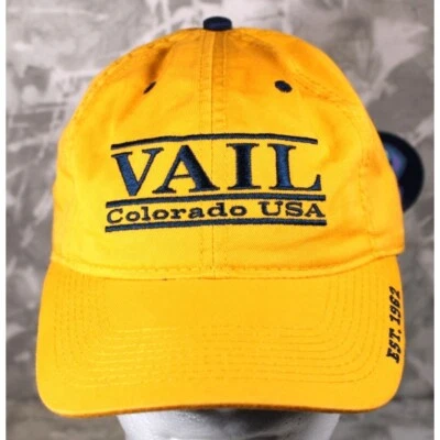Gorra de béisbol amarilla Vail Colorado USA Elevation 11.450 Spell Out Foto 1 de 4