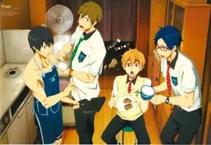 poster promo Free Iwatobi Swim Club Inazuma Eleven Go anime Haruka Makoto Nagisa - Picture 1 of 2