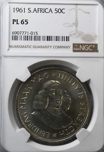 1961 South Africa 5 Five Shillings Silver Coin NGC PL65 - Picture 1 of 2