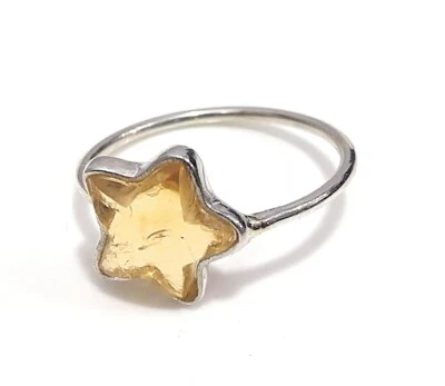 Natural Citrine Star Ring 925 Sterling Silver Star Ring, Best Valentine Gift - Image 1 of 4
