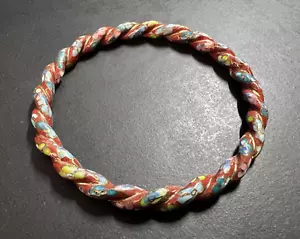 Vintage colorful cloisonné Enamel Twisted Bangle Bracelet Red Green Blue Estate! - Picture 1 of 8