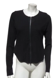 $88 ALO US Top donna grande 12 14 nero full zip a costine Stardust maniche lunghe - Foto 1 di 6