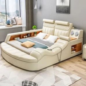 Multifunktion Bett Doppelbett Betten Ehebett Polsterbett Schlafzimmer Lederbett - Bild 1 von 5