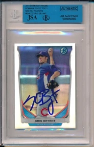 Cubs Kris Bryant signiert 2014 Bowman Chrome Scouts Top 5 Karte #BMCC2 Mini Ref JSA - Bild 1 von 8