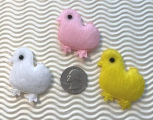 30pc x 2" Padded Furry Felt Easter Chicken Appliques for Card ST509  - Picture 1 of 5