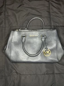 MICHAEL KORS "Sutton" Bag Grab Tote Handbag Medium Black Leather RRP $328 GC - Picture 1 of 6