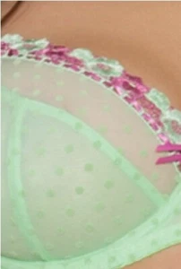 CLEARANCE- 30HH-CURVY KATE PRINCESS DOT FLOCKED BALCONY BRA-APPLE/SOUR-60001-UK- - Picture 1 of 4