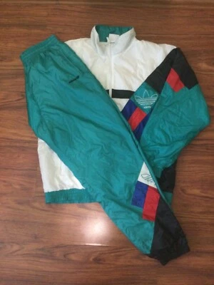 90s Adidas sports suit nylon Full Tracksuit Retro Vintage D8 jacket pants - Image 1 of 4
