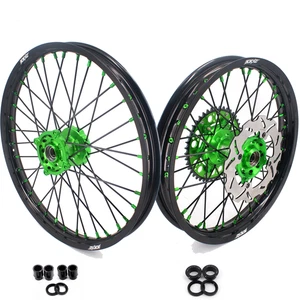 Llantas KKE 21/19" MX para Kawasaki KX250F KX450F 2006-2018 CNC pezones verdes - Imagen 1 de 11
