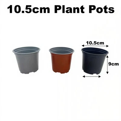 10.5cm Plant Pots Round Plastic Tall Deep Full Size Flower Nursey Plants Pot 4" - Image 1 of 4