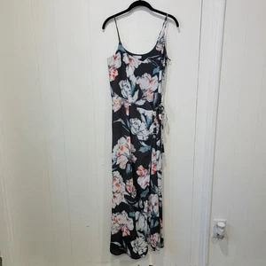 1 State Damen Wickelkleid zum Binden grau Blumen ärmellos fließend Maxi gefüttert Größe 8 - Bild 1 von 7