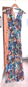 Warehouse blue multi floral maxi  dress size 8 - Picture 1 of 12