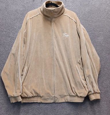 Chaqueta deportiva de terciopelo Enyce XXL beige tostado cremallera completa Y2K Hip Hop de colección rara Foto 1 de 4