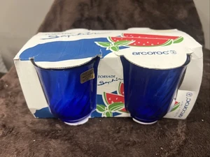 NEU | Arcoroc Torsade Saphir kleine Trinkgläser | Kobalt | 7 oz | 4er Set - Bild 1 von 8