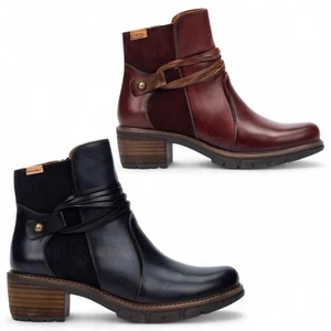 Pikolinos San Sebastia Women's Leather Bootie Zip Heel Ankle Boots - Picture 1 of 15