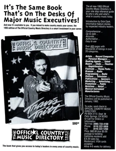 ANUNCIO IMPRESO, Edición 1993 The Official Country Music Directory Libro Travis Tritt - Imagen 1 de 1