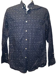 J Crew Men’s Button Up Shirt Medium Dark Blue Woven L/S Cotton CLASSY & MINT! - Picture 1 of 5