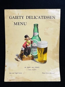 VTG Gaiety Delicatessen Jewish Deli W 46th St New York Broadway Heineken Beer Ad - Picture 1 of 8