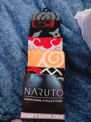 Naruto Shippuden Collection 6 Pair CREW SOCKS Men Size 8-12 Bioworld NEW - Image 1 of 4