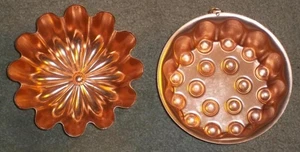 2 MOLDES DE GELATINA DE COBRE VINTAGE CON PERCHAS, BUNDT PASTEL Y TAZÓN, DECORACIÓN DE COCINA - Imagen 1 de 2