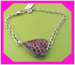 BRIGHTON GLISTEN HEART Red Crystal Silver BRACELET NWtag $68 40% - Picture 1 of 3
