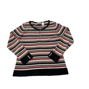 Suéter Liz Claiborne Mujer Talla M Pullover Rayas Bloque de Color Retro Mezcla de Seda - Imagen 1 de 6