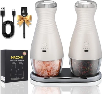 Juego de molinillo eléctrico de sal y pimienta por gravedad, tosquedad ajustable automático Sha Foto 1 de 4