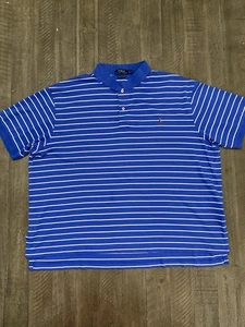 Polo Ralph Lauren Polo Para Hombres 3XB Rayas Azul/Blanco PIMA Carne Suave Poni - Imagen 1 de 6