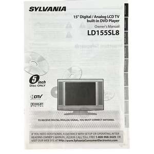 Sylvania LD155SL8 15” LCD TV Owners Manual Built-in DVD Player English Spanish - Picture 1 of 3