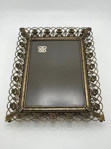 Vintage Decorative Photo Frame with Roses and Intricate Design, Metal, Gold Tone - Picture 1 of 15