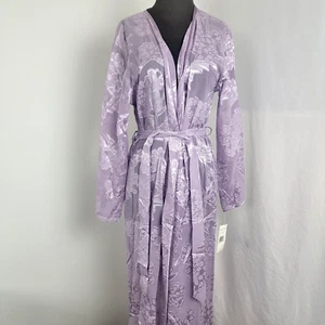 Jones New York Lingerie Long Robe Women's Purple NEW Size Medium Sheer Floral - Picture 1 of 6