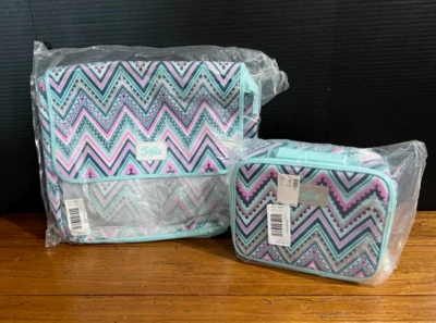 Justice Girls Lot Lunch Box Messenger Tote Book Pack Bag Shoulder Strap Blue New - Image 1 of 4