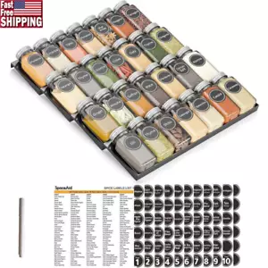 Spice Drawer Organizer Set W/ 28 Jars & 386 Labels Kitchen Storage Solution New - Picture 1 of 7