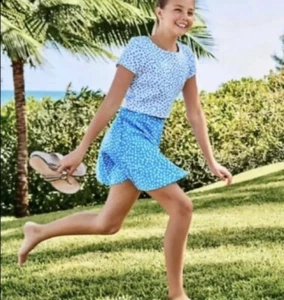 LILLY PULITZER Girls Blue Polka Dot Thelma Top (Size 14 Juniors)Nwt - Picture 1 of 7