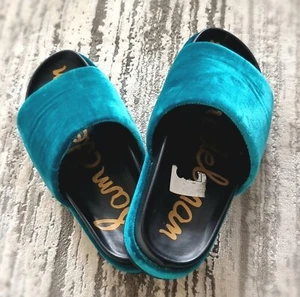 Damen Slide Sandale Sam Edelman Pantolette 36 FlipFlop Türkis Samt Plateau Pummy - Bild 1 von 4