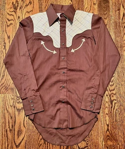Camicia western vintage Wrangler XS Pearl Snap cowboy Rockabilly nuova senza etichette decespugliatore - Foto 1 di 4