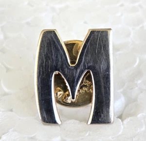 Vintage Initial Letter M Silver Tone Lapel Tie Pin 5/8" - Picture 1 of 5