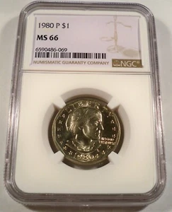 1980-P NGC MS66 Susan B Anthony dólar $1 SBA MS 66 - Imagen 1 de 4