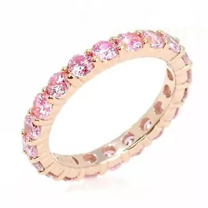 1.50CT Pink Sapphire Anniversary & Wedding Full Eternity Ring 14K Rose Gold Over - Picture 1 of 3