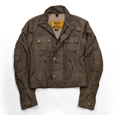 Chaqueta corta mujer Belstaff vintage encerada negra Prince Moto motociclista marrón M/42/US8 Foto 1 de 4