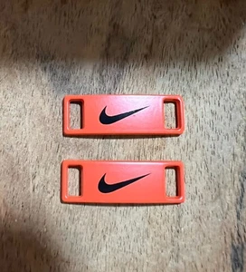 Nike Replacement Lace Tags Shoe badge Orange with Black Swoosh NEW DRIP - Picture 1 of 4