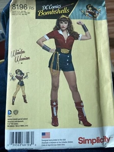 Simplicity 8196 Pinup Style Wonder Woman Costume Sz 14-22 UNCUT Sewing Pattern - Picture 1 of 2