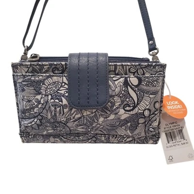 Sakroots Crossbody Bag Olympic Style Smartphone Wallet Navy Floral Organizer New - Image 1 of 4