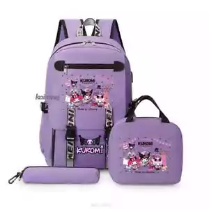 Mochila Kuromi Bolsa Escolar de Gran Capacidad Bolsa de Almuerzo Estuche para Lápices 3 Piezas Nueva - Imagen 1 de 21