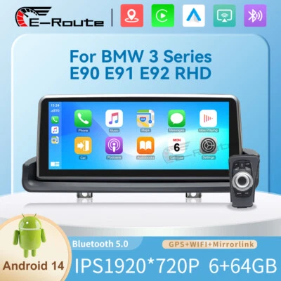 Android 14 Screen CarPlay Radio Head Unit GPS For BMW 3 series E90 E91 E92 E93 - Imagem 1 de 4