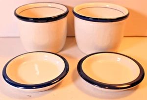 PAIR OF VINTAGE DANSK CLASSIC BLUE & WHITE VASE CROCK W/LID OR BASE PORTUGAL ? - Picture 1 of 4