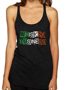 Whiskey Business Irish Ransom Note Tri-Blend Racerback Tank Top - Picture 1 of 2